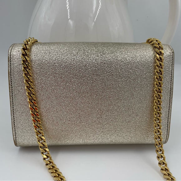 βSOLDβ YSL Kate Small Sparkling Light Gold Bag Clutch - Picture 8 of 16